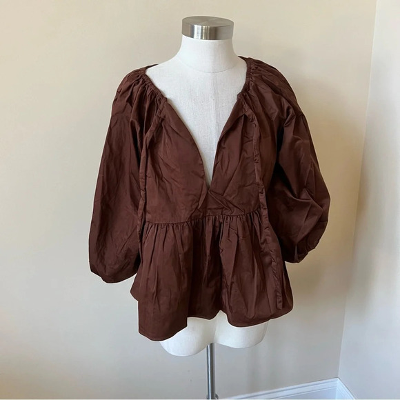 New! $425 Cynthia Rowley Collection Babydoll puff sleeve Blouse nwt 13652 - Picture 3 of 10